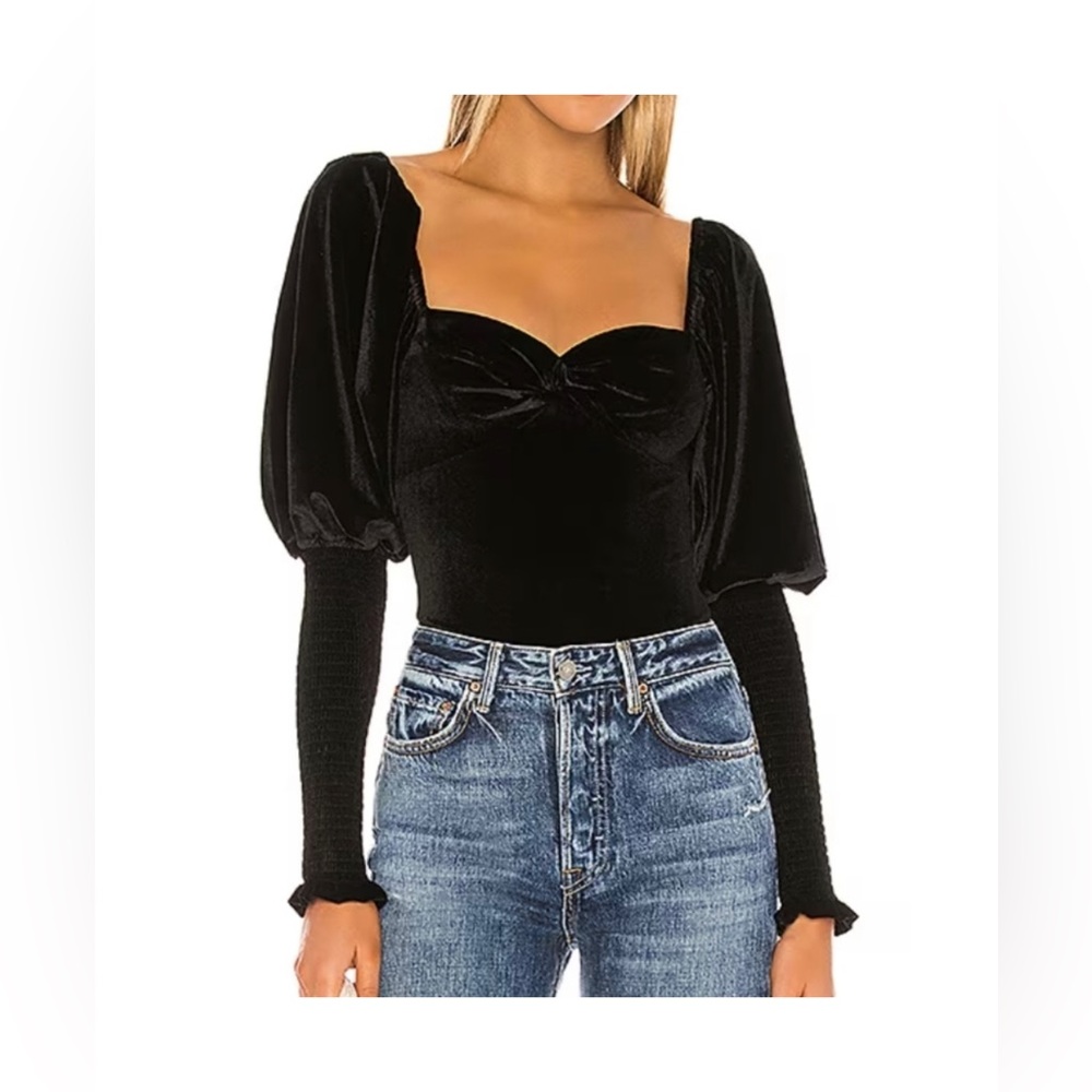Revolve Black velvet bodysuit. Thong style. Size small. Retail 148$.EUC! #7